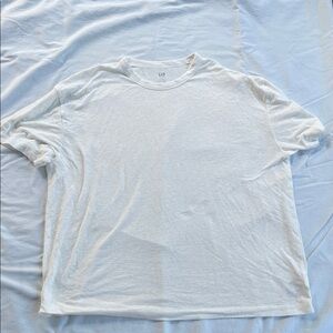 GAP Off-White Color Linen-Blend Crew Tee